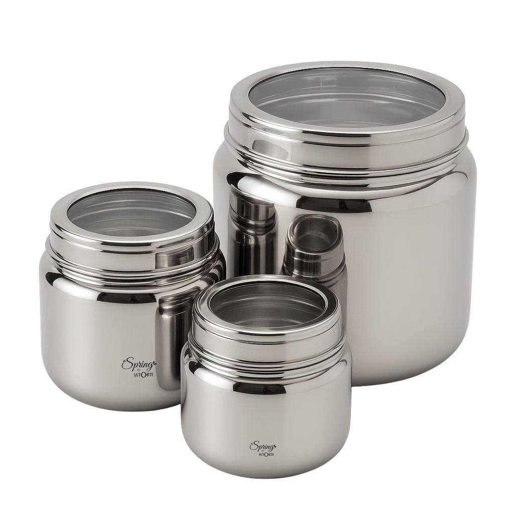 LA' FORTE Premium Stainless Steel Storage Jar Set -3 Pieces