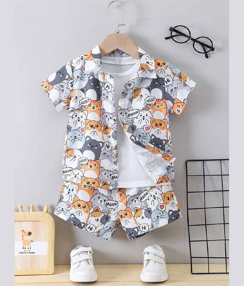 Ocvito Pack of 1 Boys Cotton Blend Shirt & Shorts ( Grey )