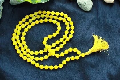 108 Beads Agate Hakik Mala for Brihaspati Ma Baglamukhi Japa Mantras (Yellow)