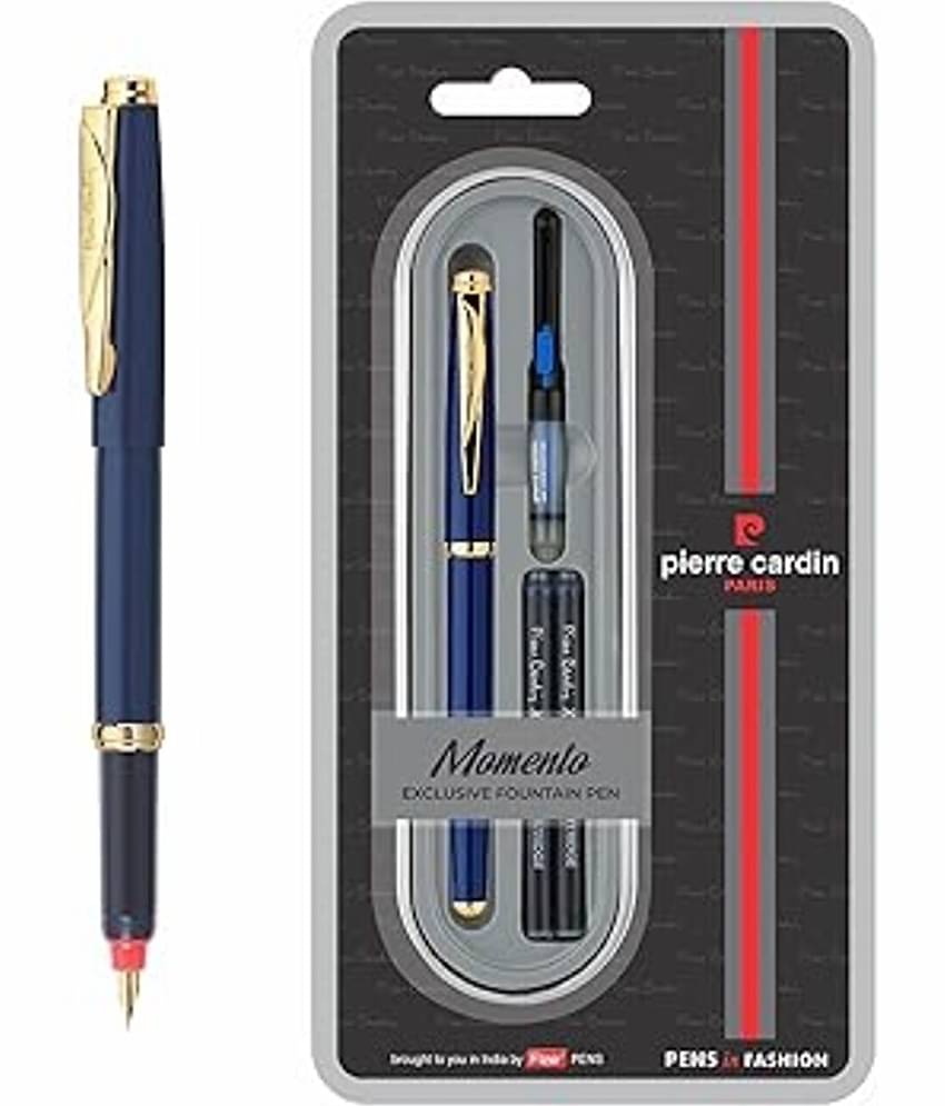 Pierre Cardin Momento Fountain Pen+3N Ink Catridges+1N Ink Converter - Blue Ink