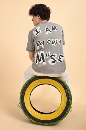 IZI Light Grey Muse Print T-Shirt-S