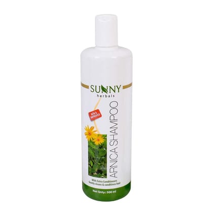Sunny Herbals Arnica Shampoo | Reduces Hair Fall | Strengthens Hair from Roots | Soothes Itchy Scalp | Controls Dandruff | Adds Natural Shine | Made with Arnica & Catharis | For All Hair Types, 500 ml Sunny Herbals Arnica Shampoo | Reduces Hair Fall | St