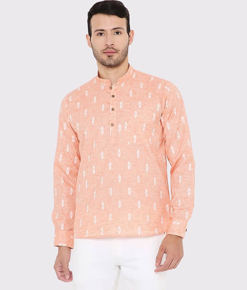 Maharaja - Peach Linen Men's Regular Kurta ( Pack of 1 )