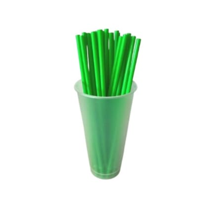 Edible Straw 6.5 mm Dia X 210 mm Length - Green (100 Pcs)