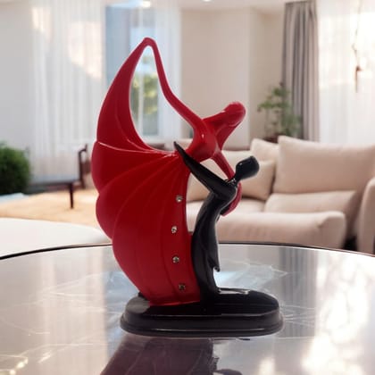 AMS Couple Dancing Statue � Romantic Red & Black Showpiece with White Crystals | Home Decor & Elegant Gift for Girlfriend, Wife, Husband, Boyfriend | Valentine's Day, Anniversary & Wedding 13 cm