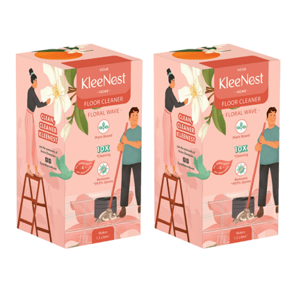 Kleenest 1.5 Litre Starter Kit – Floral Wave Floor Cleaner Pack of 2