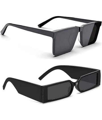 Elligator Black Rectangular Sunglasses ( Pack of 2 )