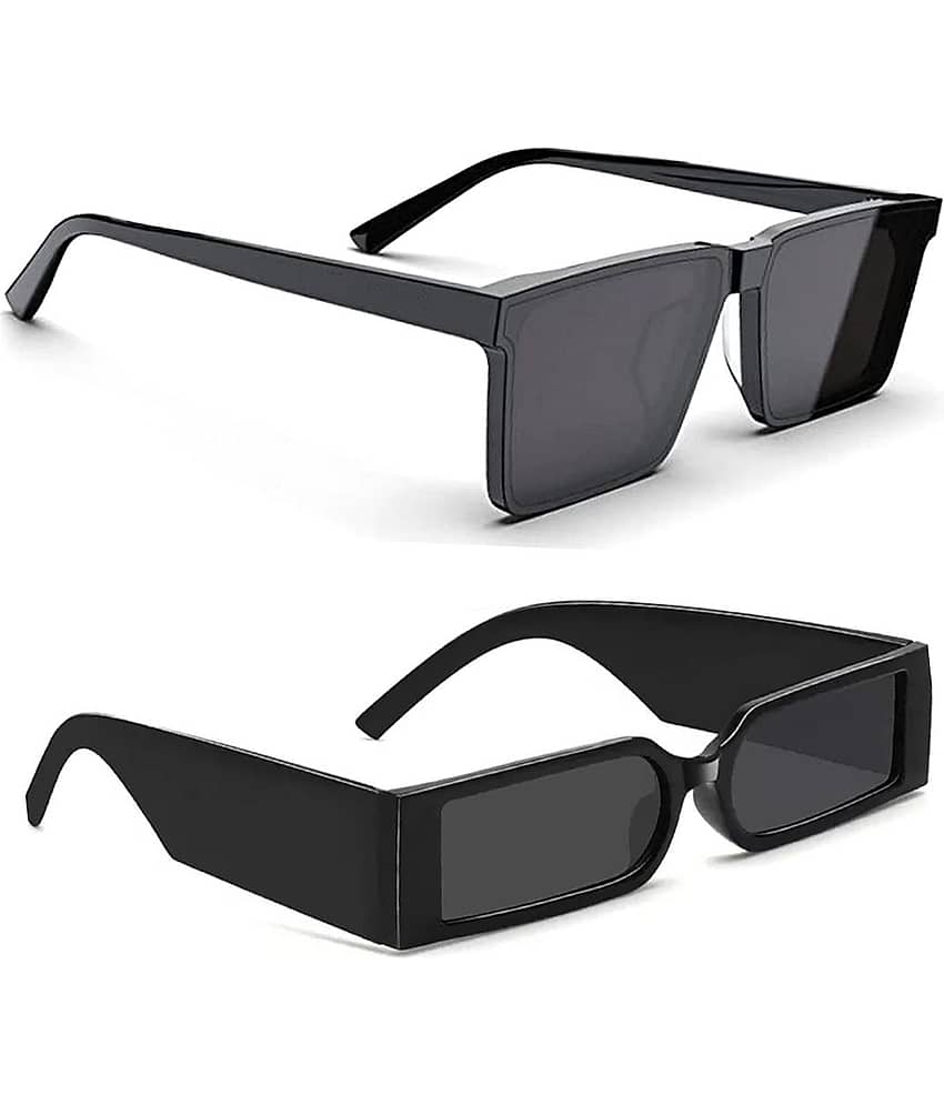 Elligator Black Rectangular Sunglasses ( Pack of 2 )