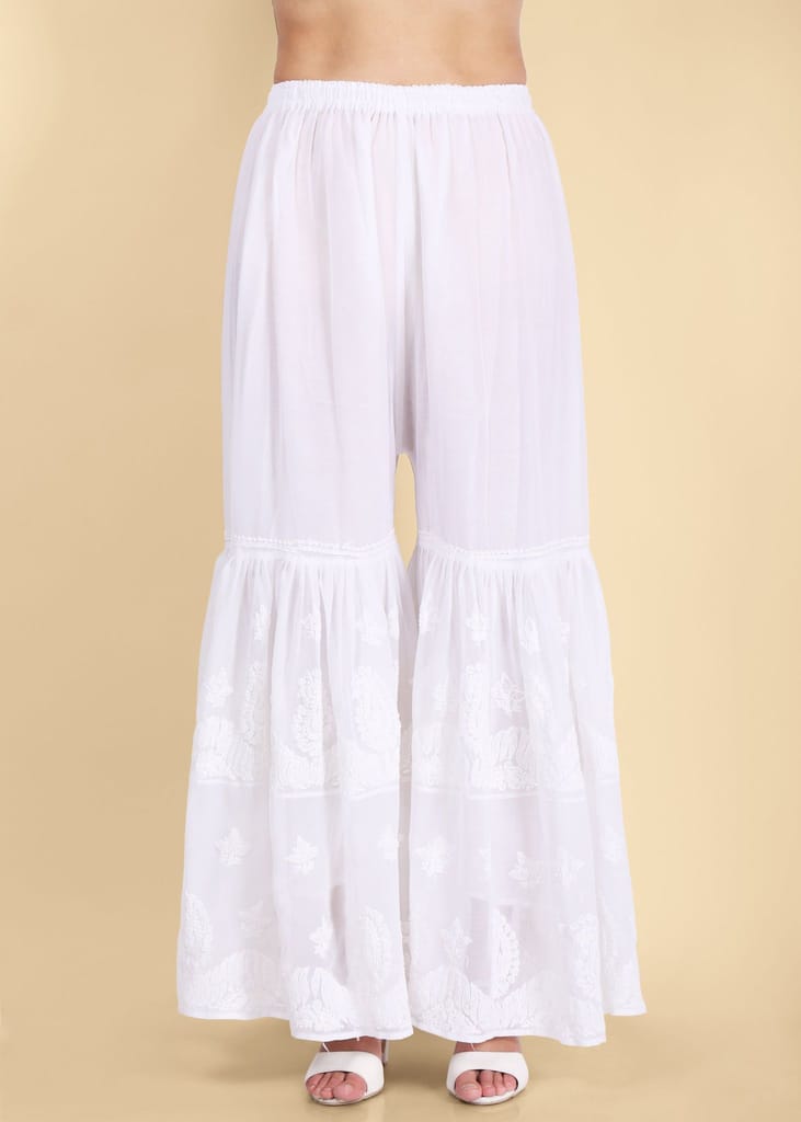 Roshan Hand Embroidered Georgette Flared Garara with Lining