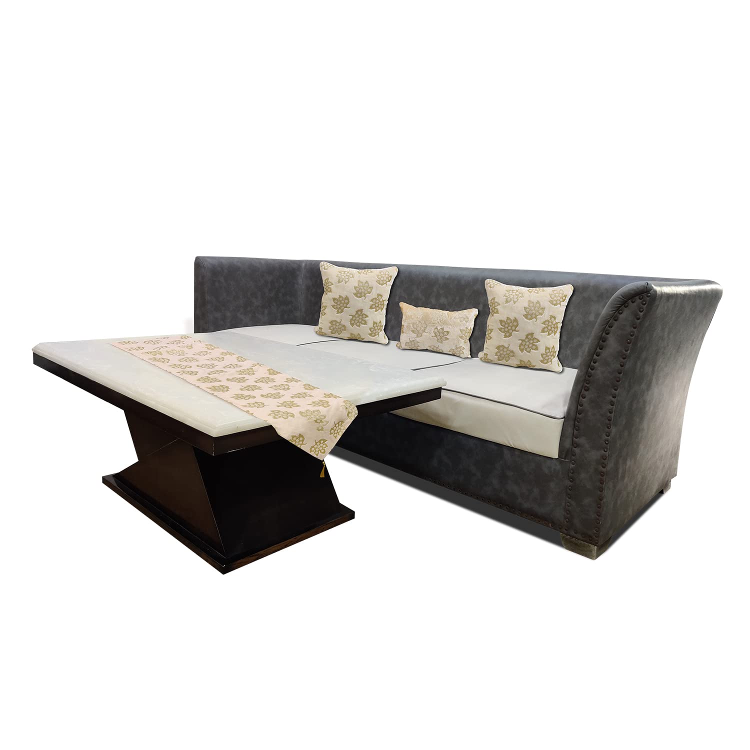 Velvet Table Runner (12inch x 59 inch) with Set of 2 Sofa Cushion Covers (16inch x16 inch) and 1 Sofa Cushion Cover (12inch x18 inch) Decorative Table Runners
