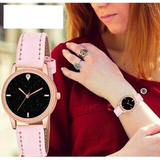 Bolun Black 4Figure Dial Rose Rl Cash Leather Pink Belt Analog Women and Girls Watch2Cvvm464
