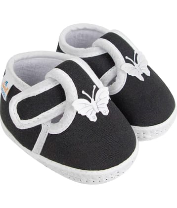 Neska Moda Baby Boys & Baby Girls Butterfly Velcro Cotton Booties For 12 to 24 Months (Black)