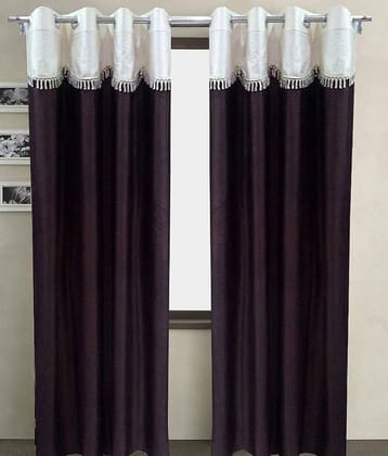 Homefab India Plain Semi-Transparent Eyelet Window Curtain 5ft (Pack of 2) - Brown