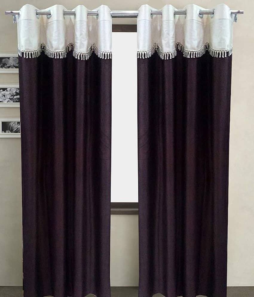 Homefab India Plain Semi-Transparent Eyelet Window Curtain 5ft (Pack of 2) - Brown