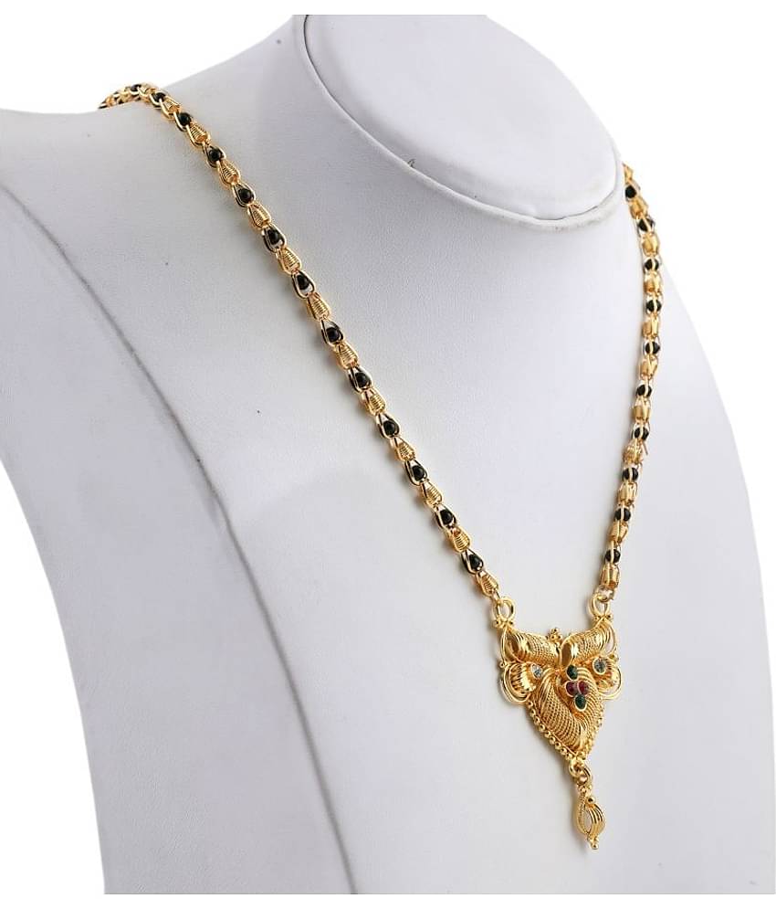 KRIMO gold plated black bead long mangalsutra for women  -10053