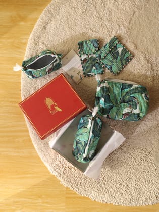 Rakhi Gift Box – Set of 5 Utility Pouches (3 Makeup Pouches, 1 Sunglass Pouch, 1 Sanitary Napkin Pouch)