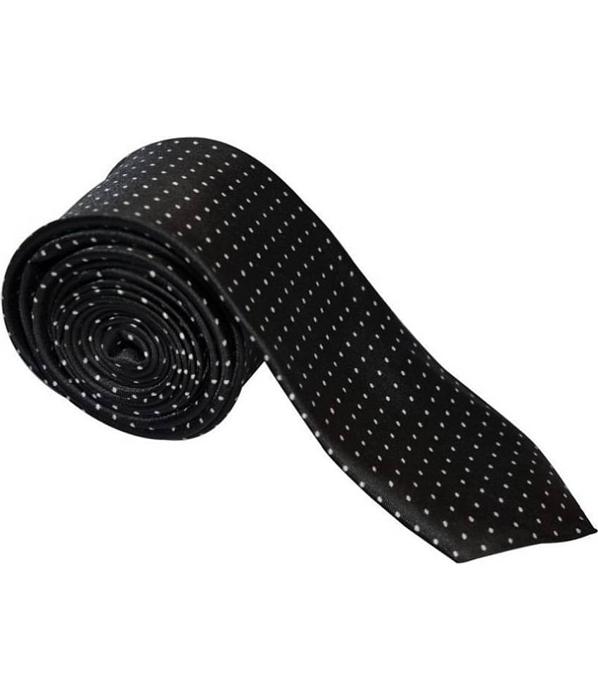 SUNSHOPPING Black Polka Dots Micro Fiber Necktie