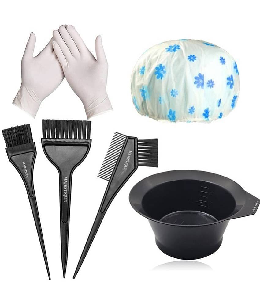 Majestique Dye Brush and Bowl Set for Hair Dyeing and Bleaching for Women and Men - Pack of 6