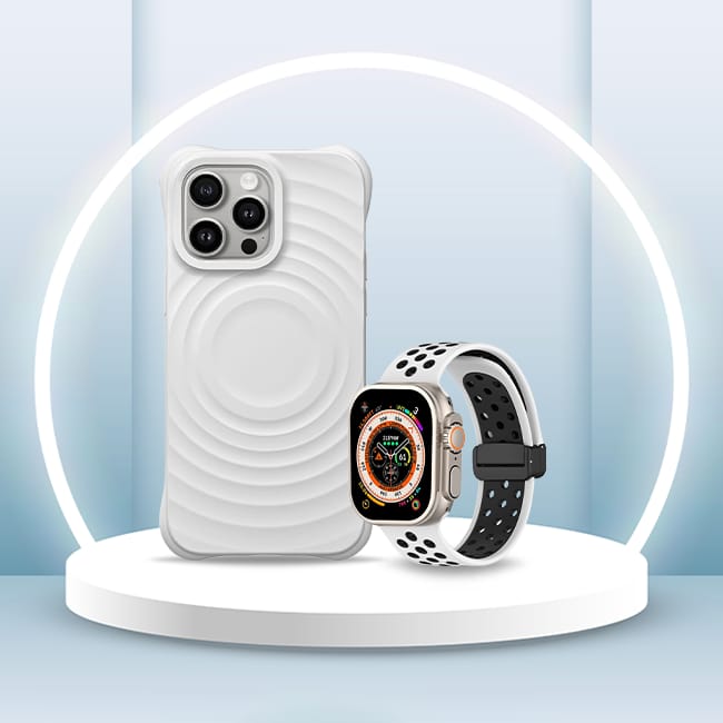 White Love - iPhone & Apple Watch Bundle – Minimalist Tech Gift Set-Midnight Blue & White / 38/40/41mm / iPhone 13