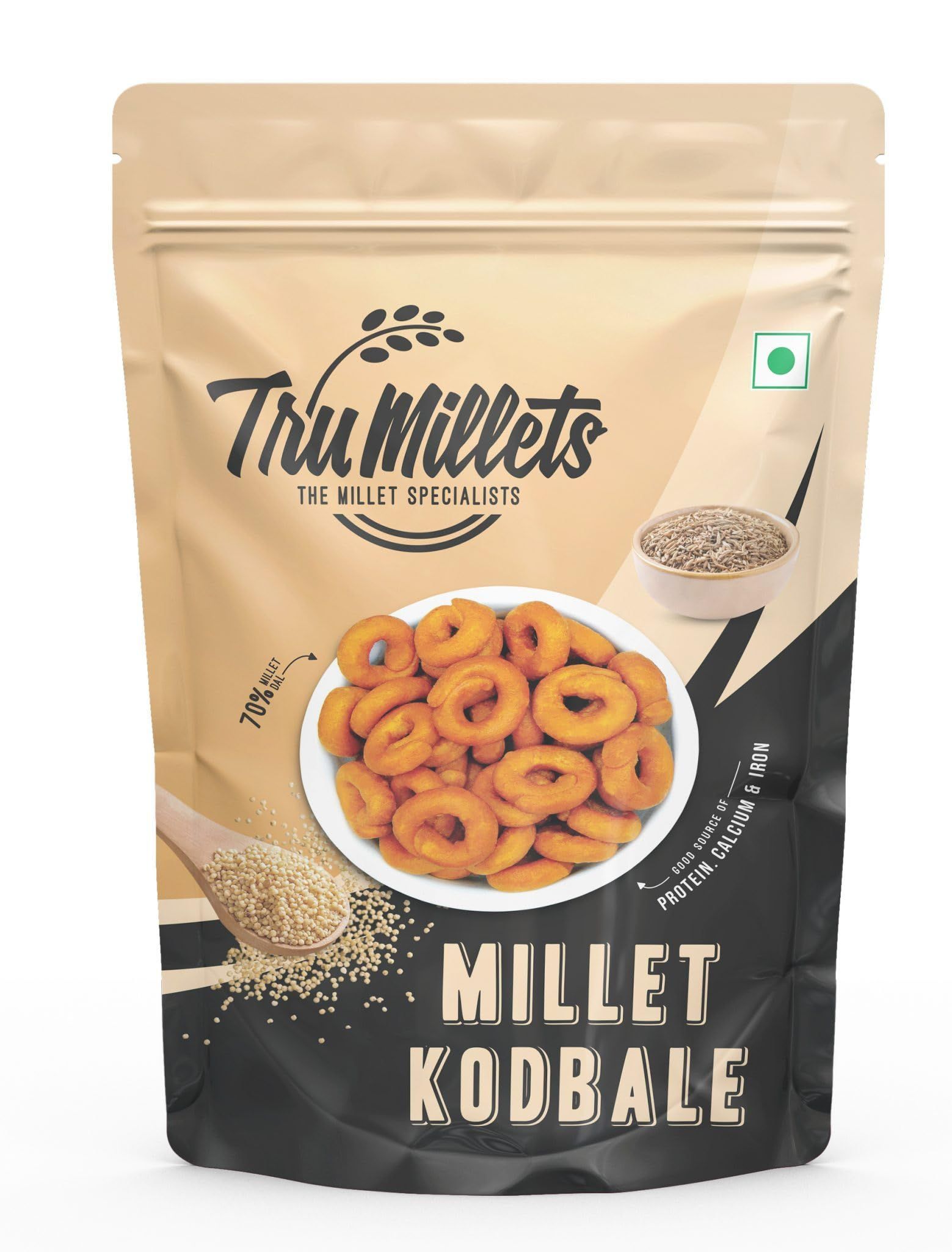 TruMillets Millet Kodbale 125g | Authentic South Indian Snack | Crunchy & Tasty Kodubale | No Palm Oil | Ready-to-Eat | Healthy & Wholesome Millet Snack