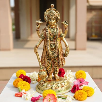 Traditional Brass Vishnu Ji Murti - Puja & Home Decor Idol, Height : 7.5 Inch (BSMAS1250 C)