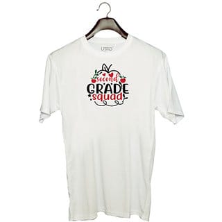 UDNAG Unisex Round Neck Graphic Teacher Student, second grad squad Polyester T-Shirt White