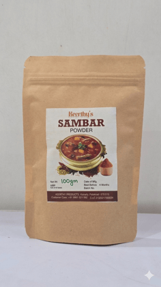 Keerthy Food Products Sambar Masala | Traditional South Indian Spice Blend for Authentic Sambar | Aromatic & Flavorful Masala Powder | 100g Keerthy Food Products Sambar Masala | Traditional South Indian Spice Blend for Authentic Sambar | Aromatic & Flavorful Masala Powder | 100g
