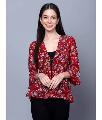 GALWIZ Georgette Women's Shrugs - Maroon ( Single )
