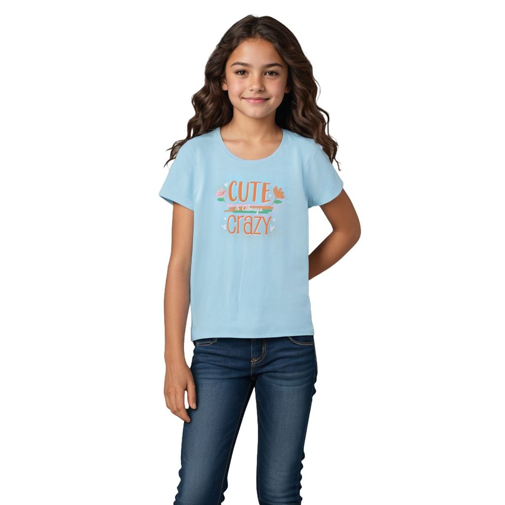 Affordable Kids Girls T shirt Cotton Atomizer Blue Cute Crazy 2025 at ShopCircuit | ONDC