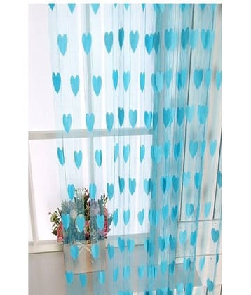 Homefab India - Blue Pack of 2 Silk Window Curtain (4 ft X 7 ft)