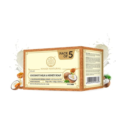 Khadi Natural Herbal Coconut Milk & Honey Soap Combo Pack Of 5 – 125gm Each Khadi Natural Herbal Coconut Milk & Honey Soap Combo Pack Of 5 – 125gm Each