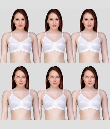 TCG Pack of 6 Cotton Blend Non Padded Women's Push Up Bra ( White )