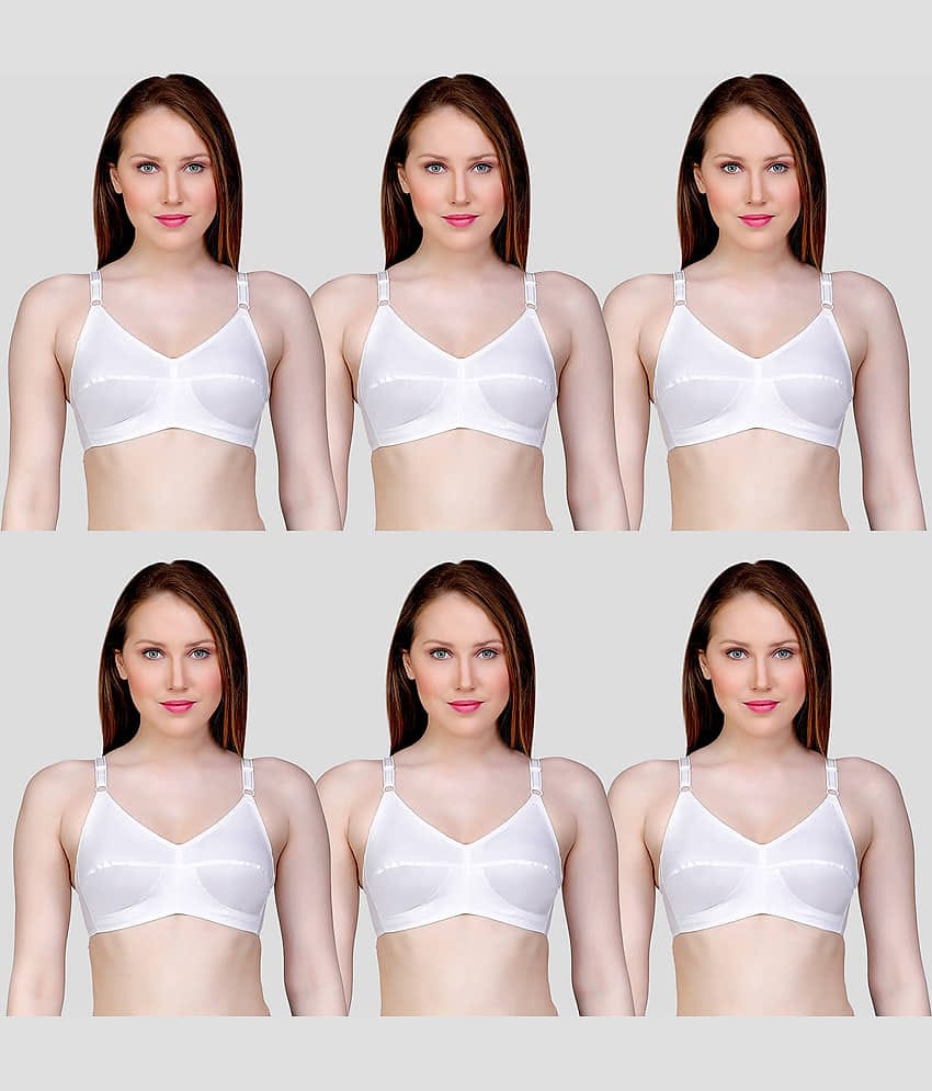 TCG Pack of 6 Cotton Blend Non Padded Women's Push Up Bra ( White )