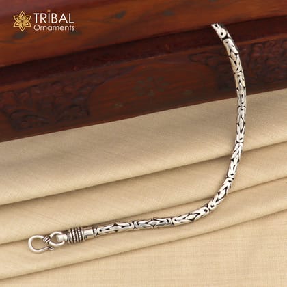 5mm solid men's vintage design 925 PURE silver handmade byzantine chain bracelet flexible bracelet unisex jewelry from india  sbr730-7''