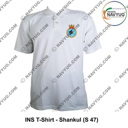 ArmyNavyAir INS Shankul T-Shirt (Small) | Premium Embroidered Navy Crest | Casual Defence Wear