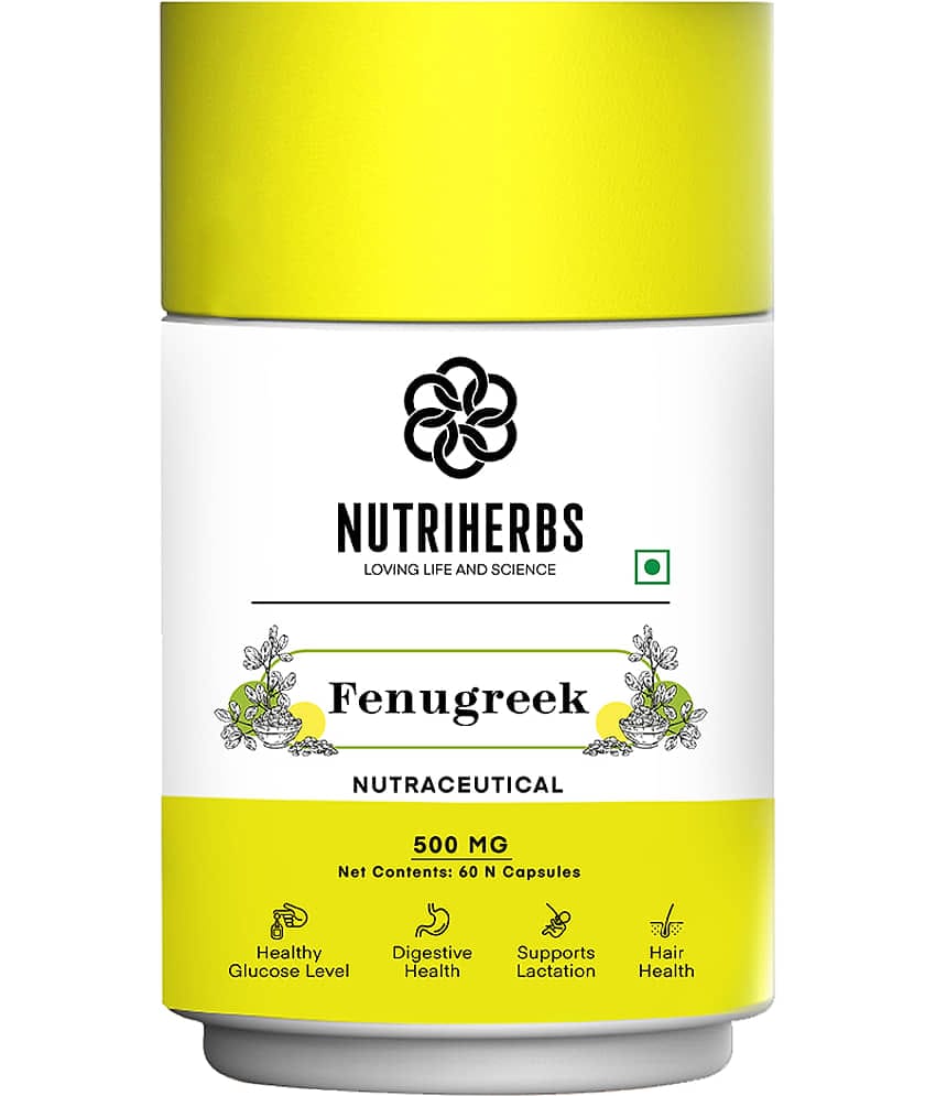 Nutriherbs Fenugreek Seed Extract 500 mg Methi 100% Natural & Organic -60 Capsules | For Feeding Mother Nutrition
