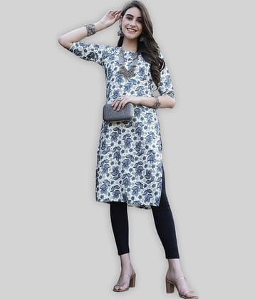 7Threads Crepe Printed Straight Women's Kurti - Grey ( Pack of 1 )