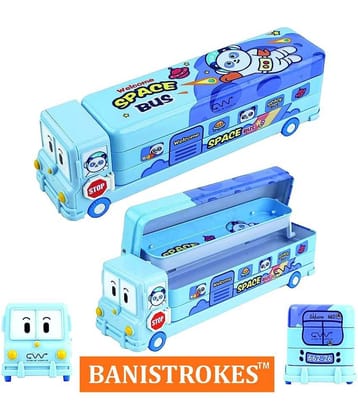 School Bus Pencil Box Boys - Compass Box with Wheel / Stylish School Bus Geometry Box for Boys / Car Pencil Box Set Bus Toys for Kids 3+ Years /Kids Geometry