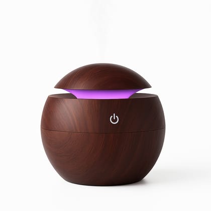 Encasa Wooden Aroma Diffuser & Cool Mist Humidifier | 130ml Capacity | USB Operated | Ultra-Quiet | Ambient Night Light | Ideal for Home & Office Encasa Wooden Aroma Diffuser & Cool Mist Humidifier | 130ml Capacity | USB Operated | Ultra-Quiet | Ambient 