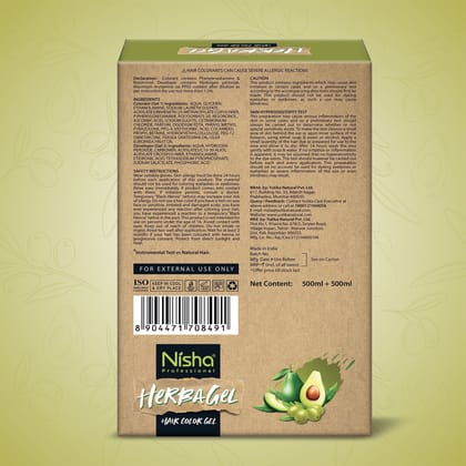 Nisha Herbagel Hair and Beard Colour Gel Original Black 1000ml, Ammonia Free Black Hair Colour Gel, No Parabens, Vegan