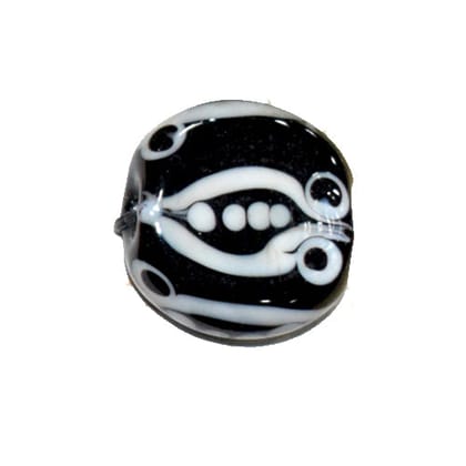 Handmade Fancy Lampwork Glass Beads For Jewelry Making Necklace , Earring and Bracelet (Flat Round) SFL-1023-Per Packet 25 Pcs / 22X10 MM