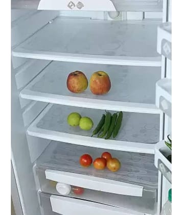 Crosmo Polyester Floral Printed Fridge Mat & Cover ( 64 18 ) Pack of 4 - White