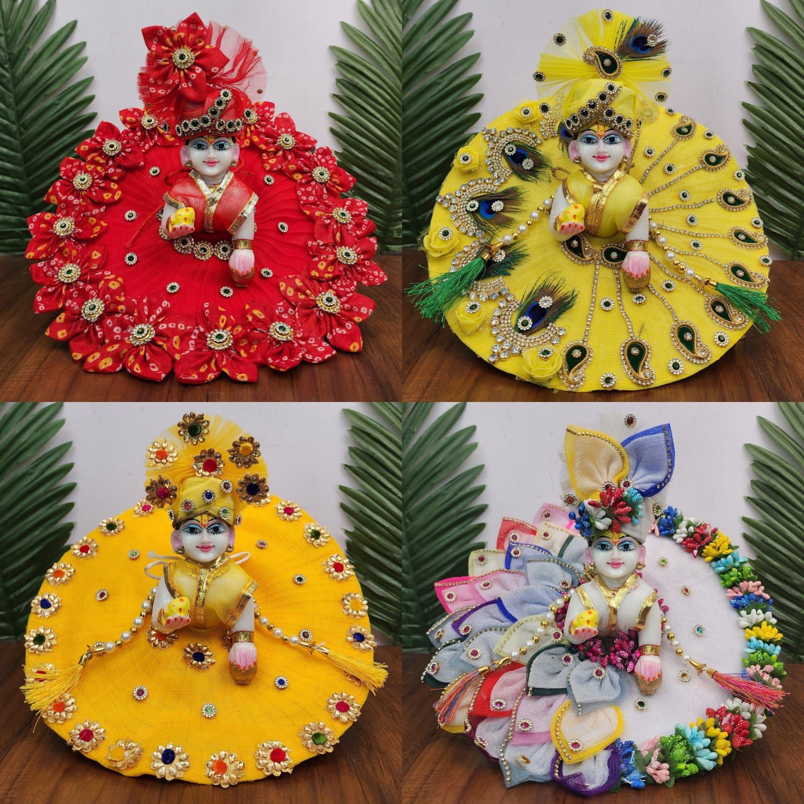 Beautiful heavy dresses combo for laddu gopal ji pack of 4-0