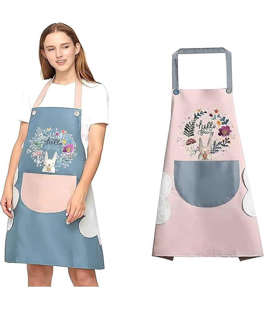 SARVASHVA TRENDS PVC Printed Kitchen Apron with 1 Center Pocket ( Pack of 1 )