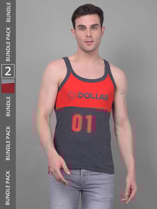 Men's Assorted Pack of 2 Solid Combed Cotton Racerback Styled Gym Vest