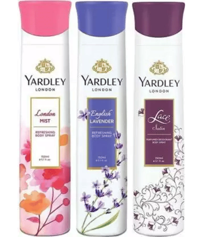 Yardley London London English Lavender,London Mist & lace Deodorant Spray Body Spray - For Women  (150 ml each.pack of 3)