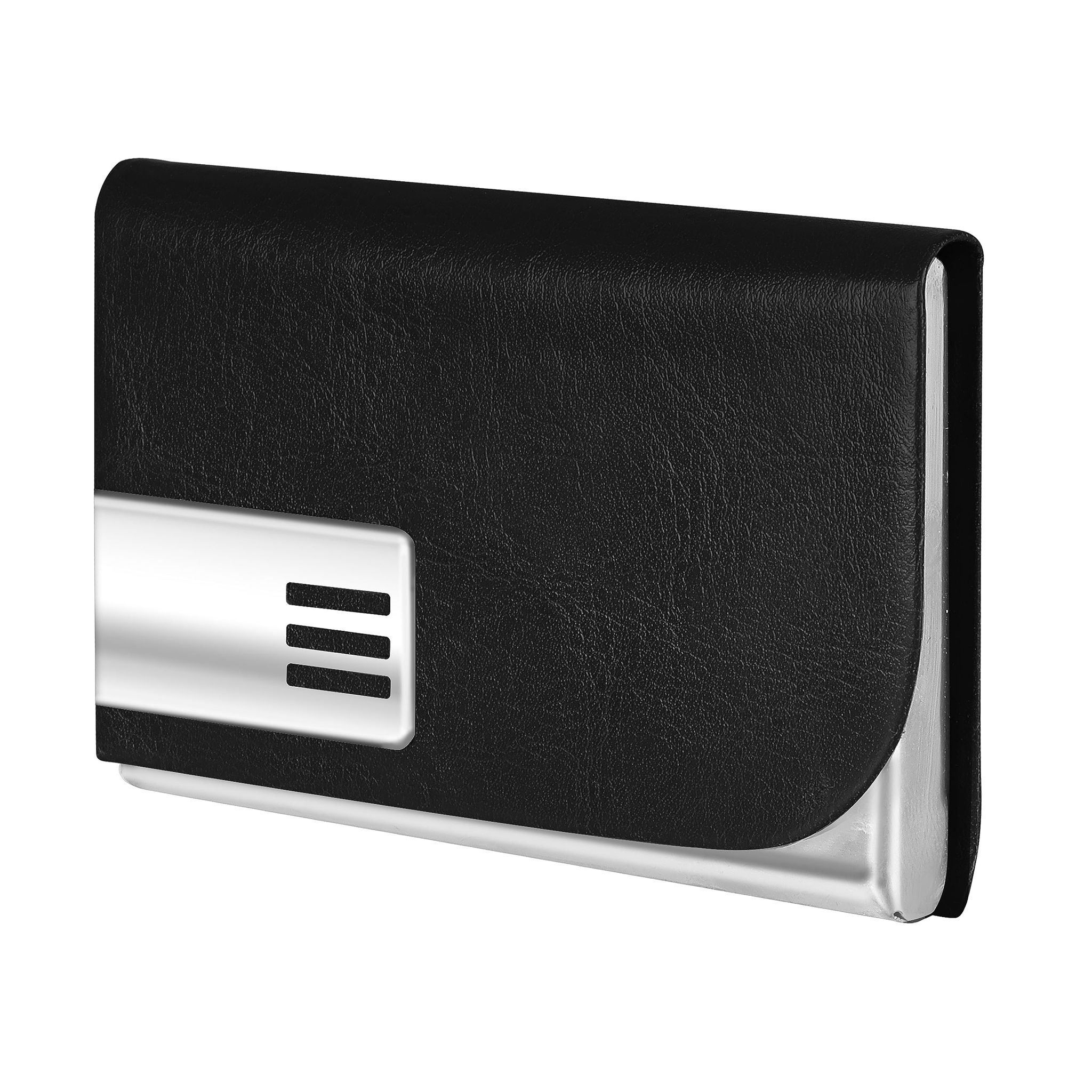 Small Pocket-Sized Metal ID, Credit-Debit Card Holder with Magnetic Shut Button for Men & Women-B