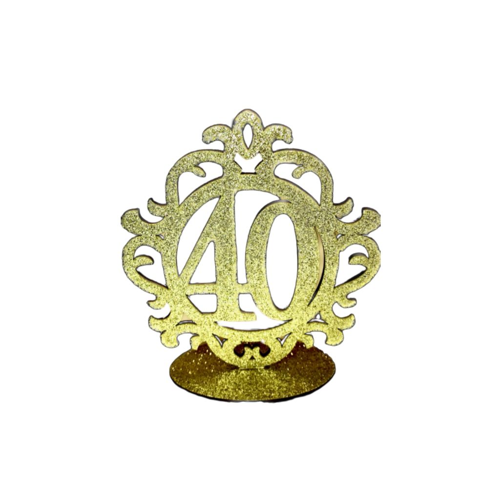 Wooden 40th Centerpiece Gold - Party and Festive Needs | Buy online on ZillyBuy