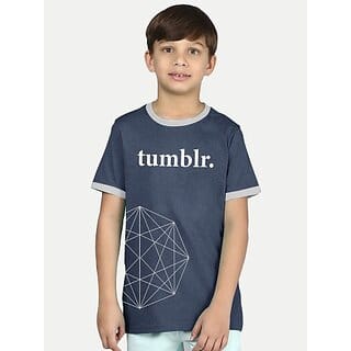 Radprix Boys Typography, Printed Pure Cotton T Shirt (Dark Blue, Pack Of 1)