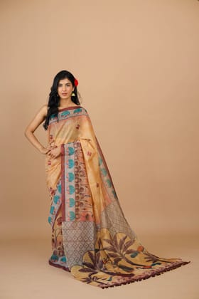 Pichwai Print Mustard Color Saree